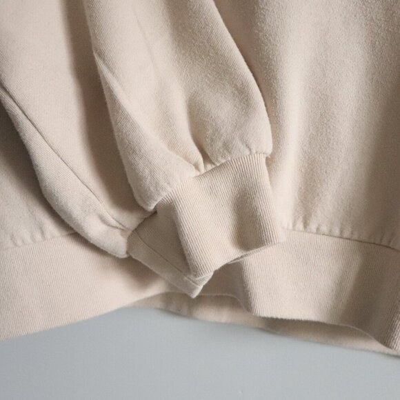 Gap Women's Sz L Beige Raglan Sleeve Crewneck Fleece Pullover Lounge Sweater - Picture 7 of 11